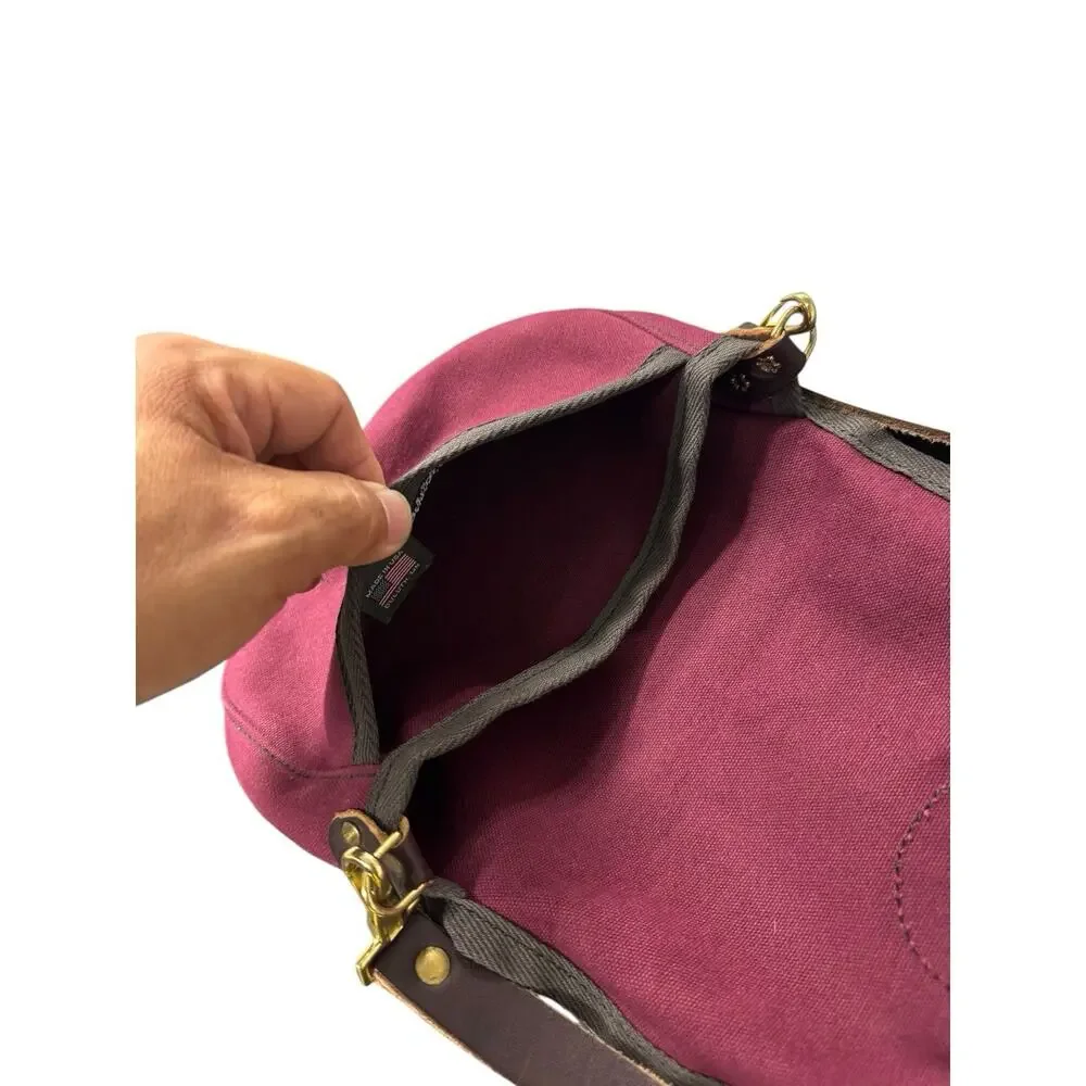 Duluth Pack Canvas Leather Strap Burgundy Shell Purse Shoulder Bag Small Clean